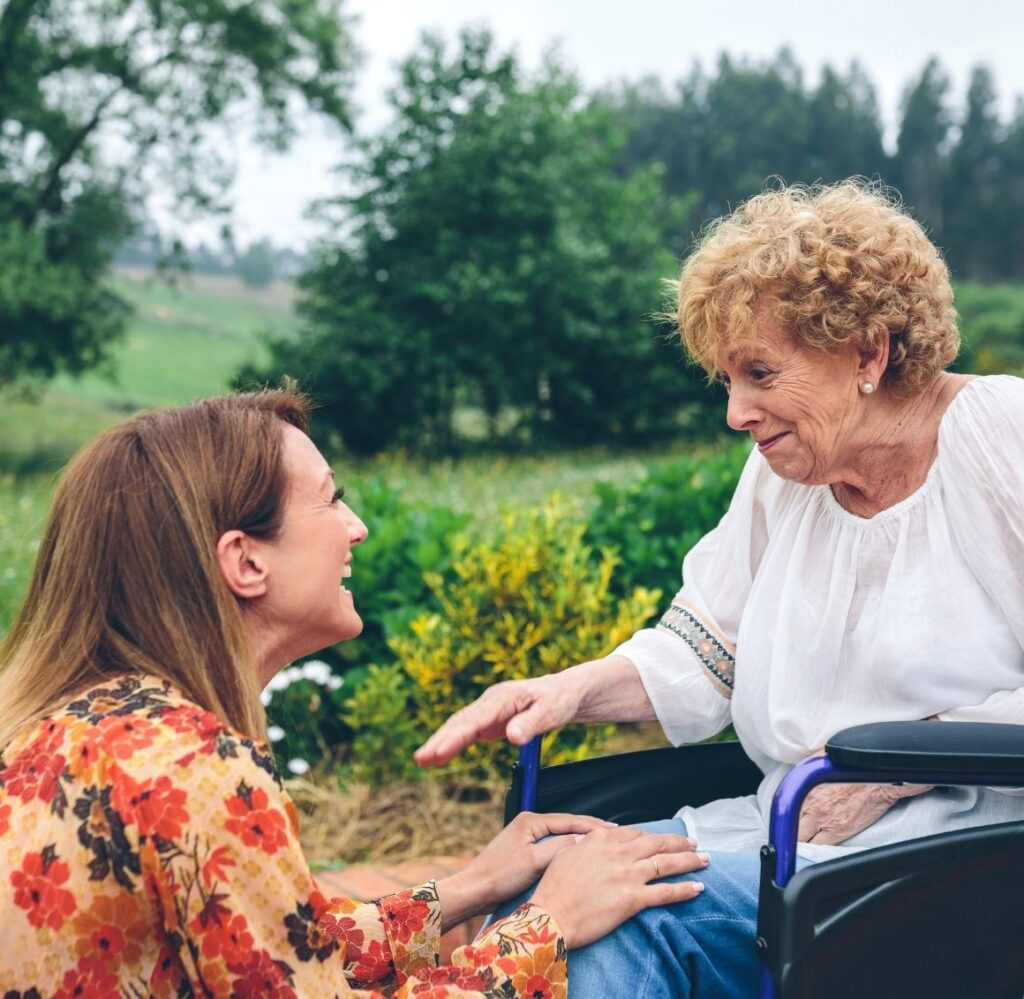 caregiver spending time with elderly