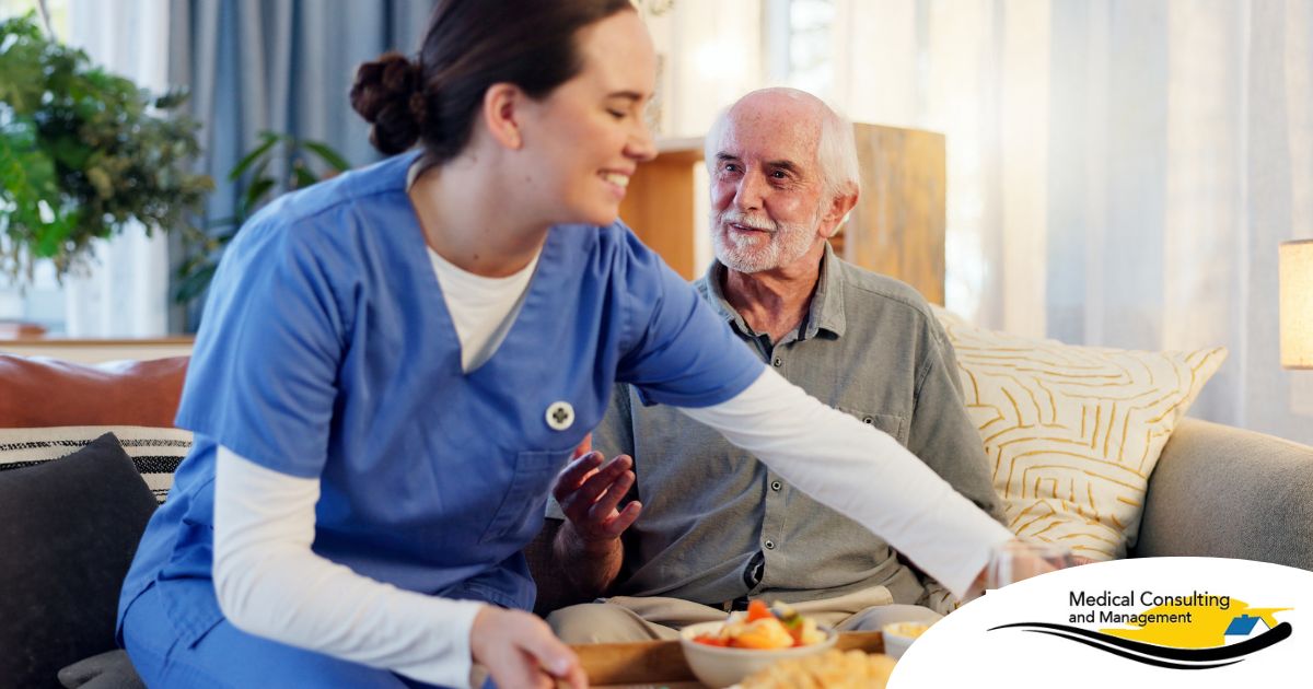 Caregiver providing senior care at home to manage parkinson’s and related symptoms.